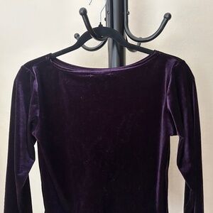 Soft Stretchy Velvet Fitted Long Sleeve Top